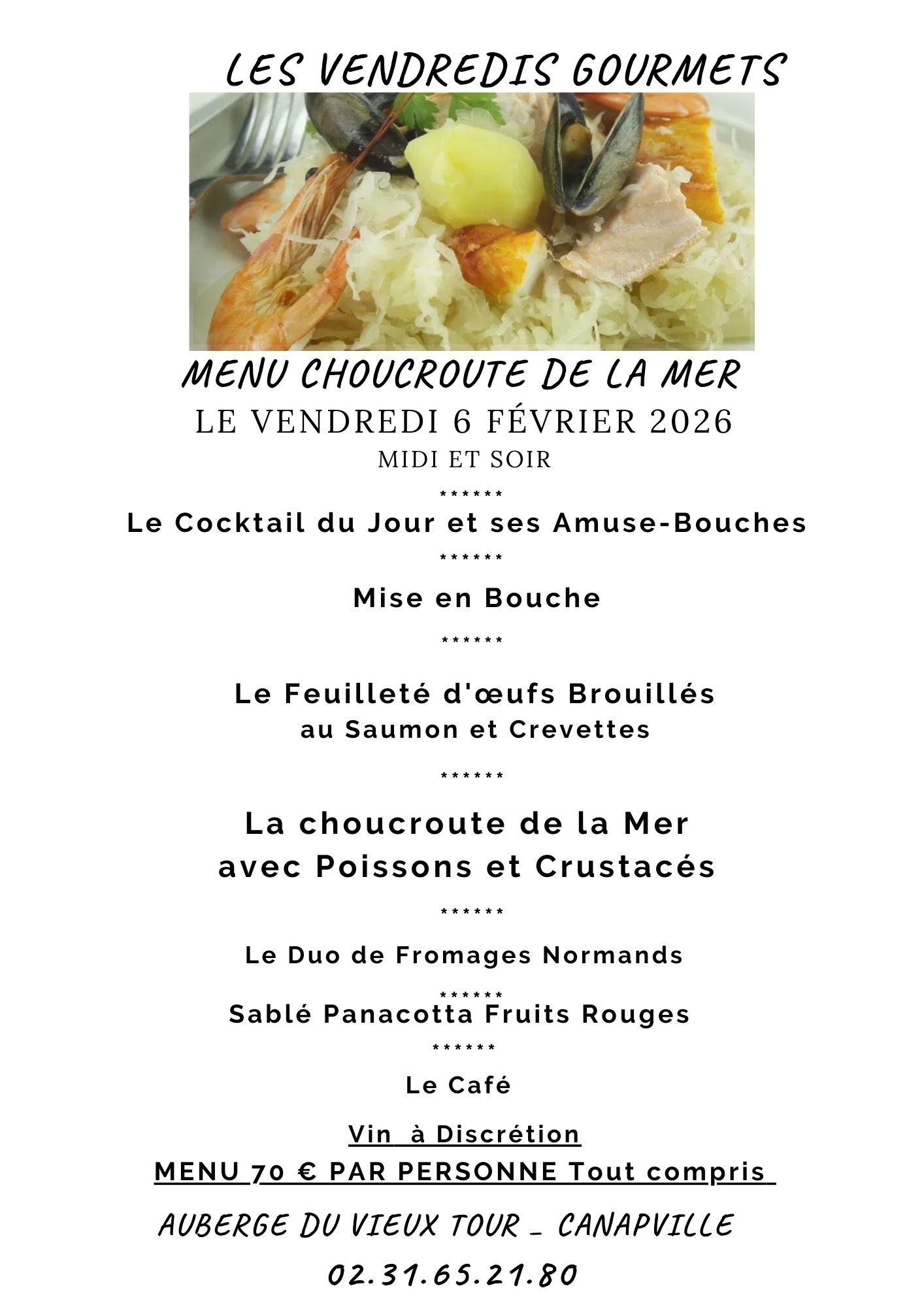 CHOUCROUTE DE LA MER 2026 Vendredi gourmet choucroute de la mer