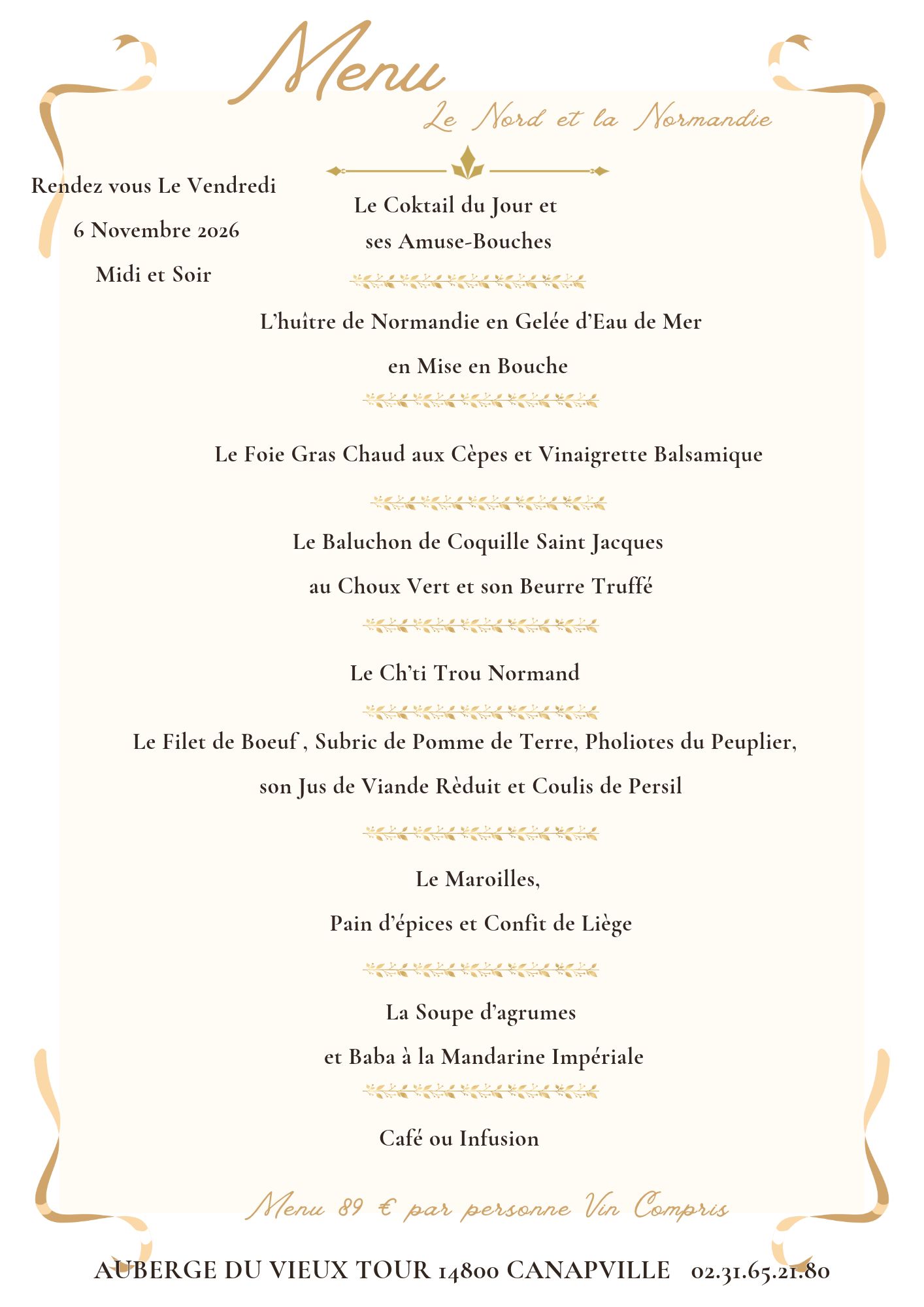 Menu 4 mains du 6 Novembre 2026ok Menu 4 mains du 6 Novembre 2026