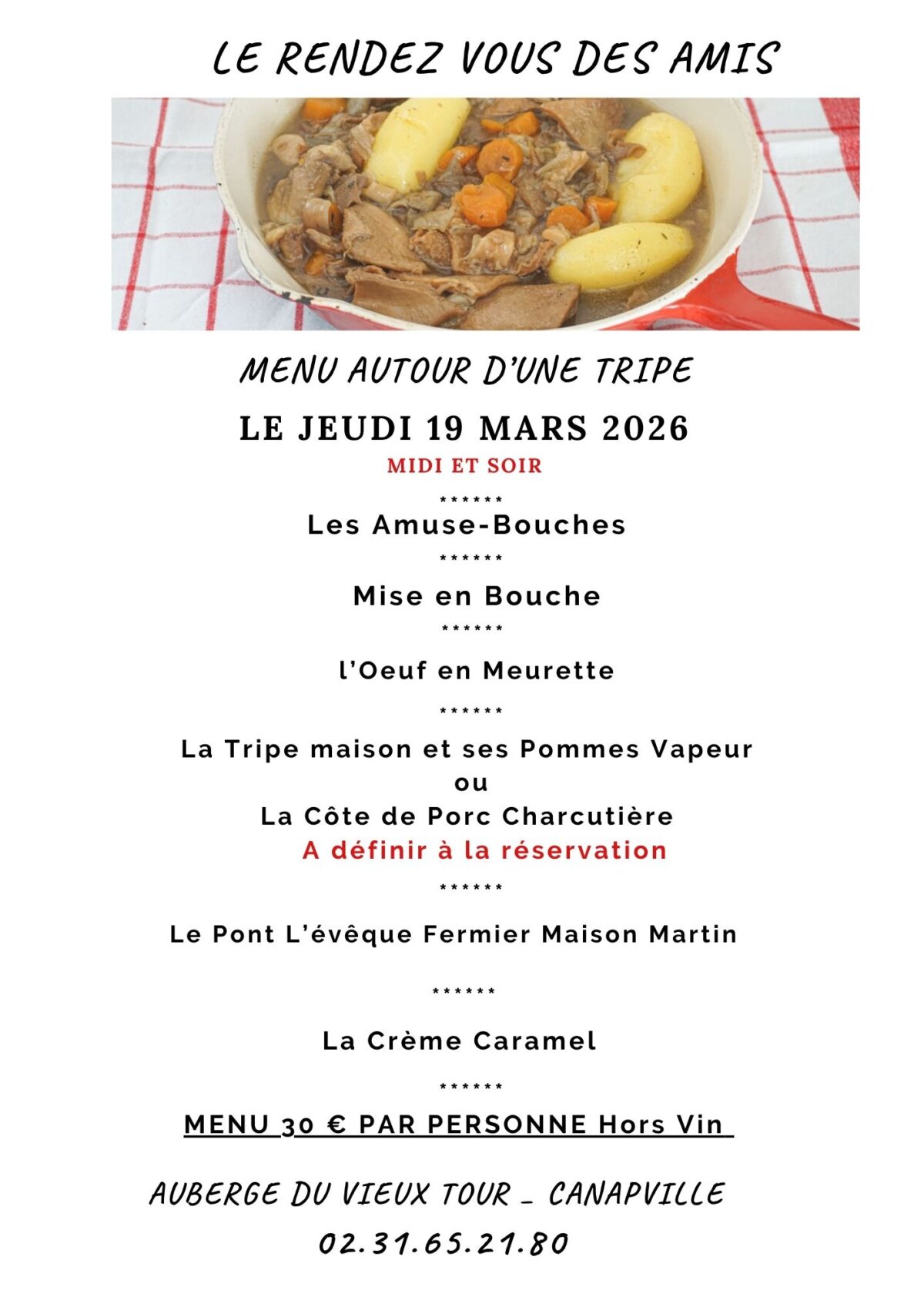 Menu tripe